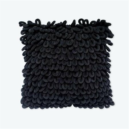 YOUNGS Cotton & Micro Chenille Woven Pillow, Black 82523